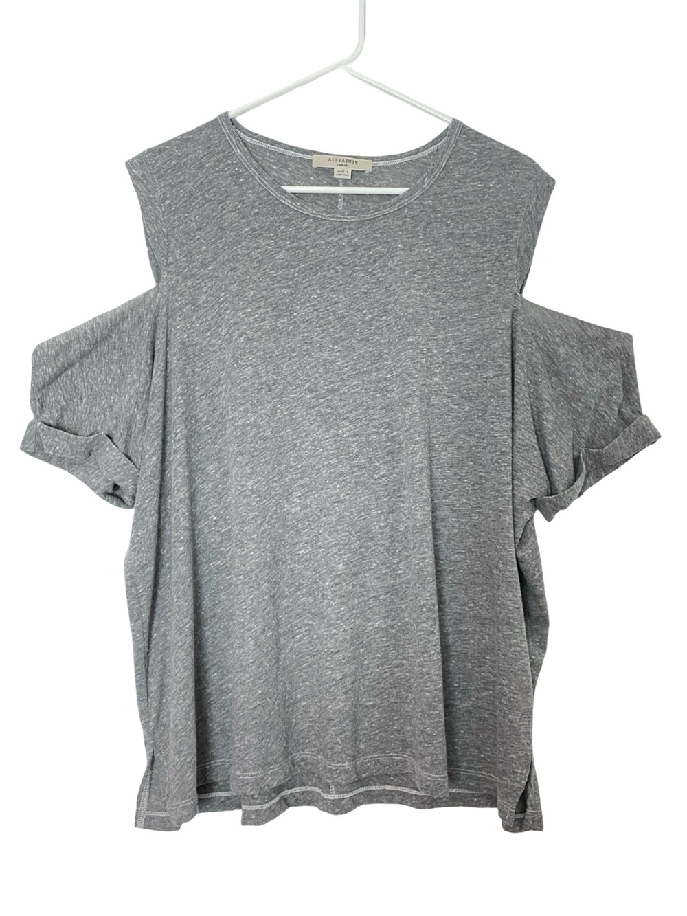 All Saints Oversized Tee Womens Size Large Gray Allsaints Dommy Tshirt Slit Slv
